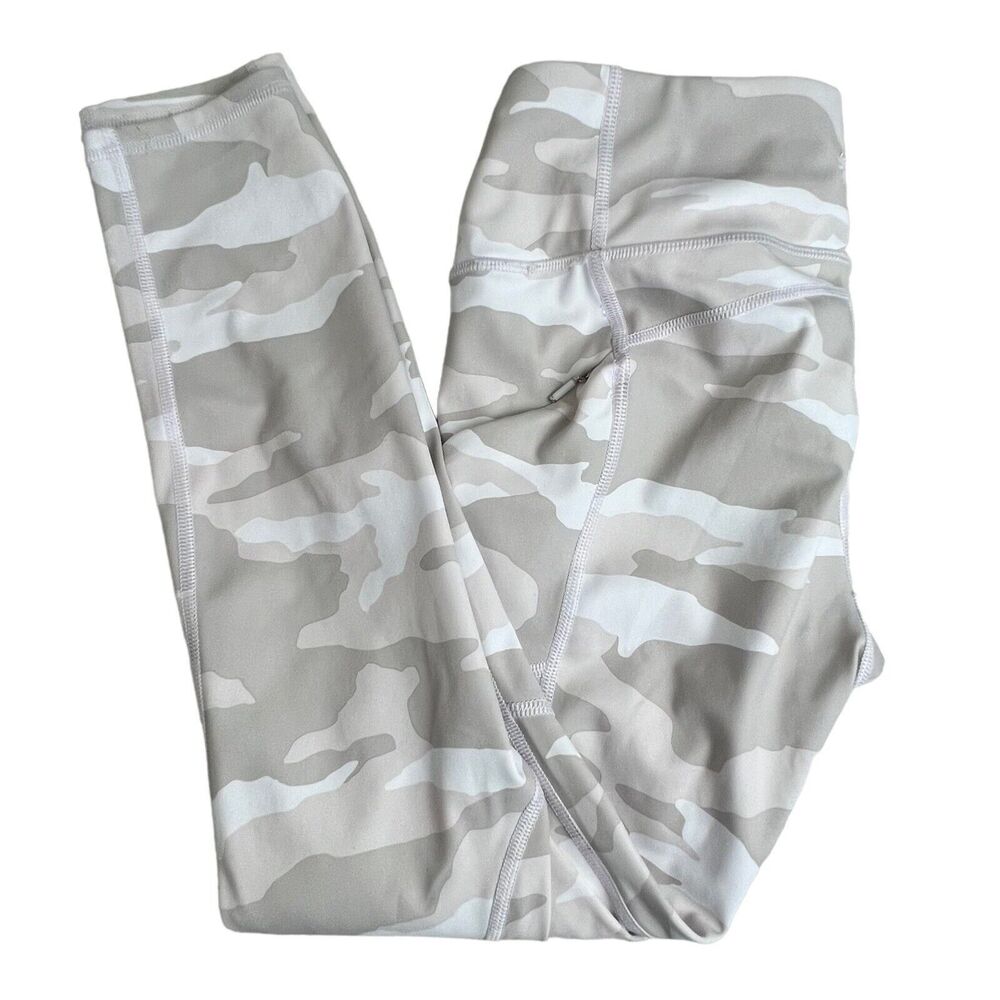 Athleta Womens Tan Camo Contender 7/8‎ Tight Small Zip Pockets #405480